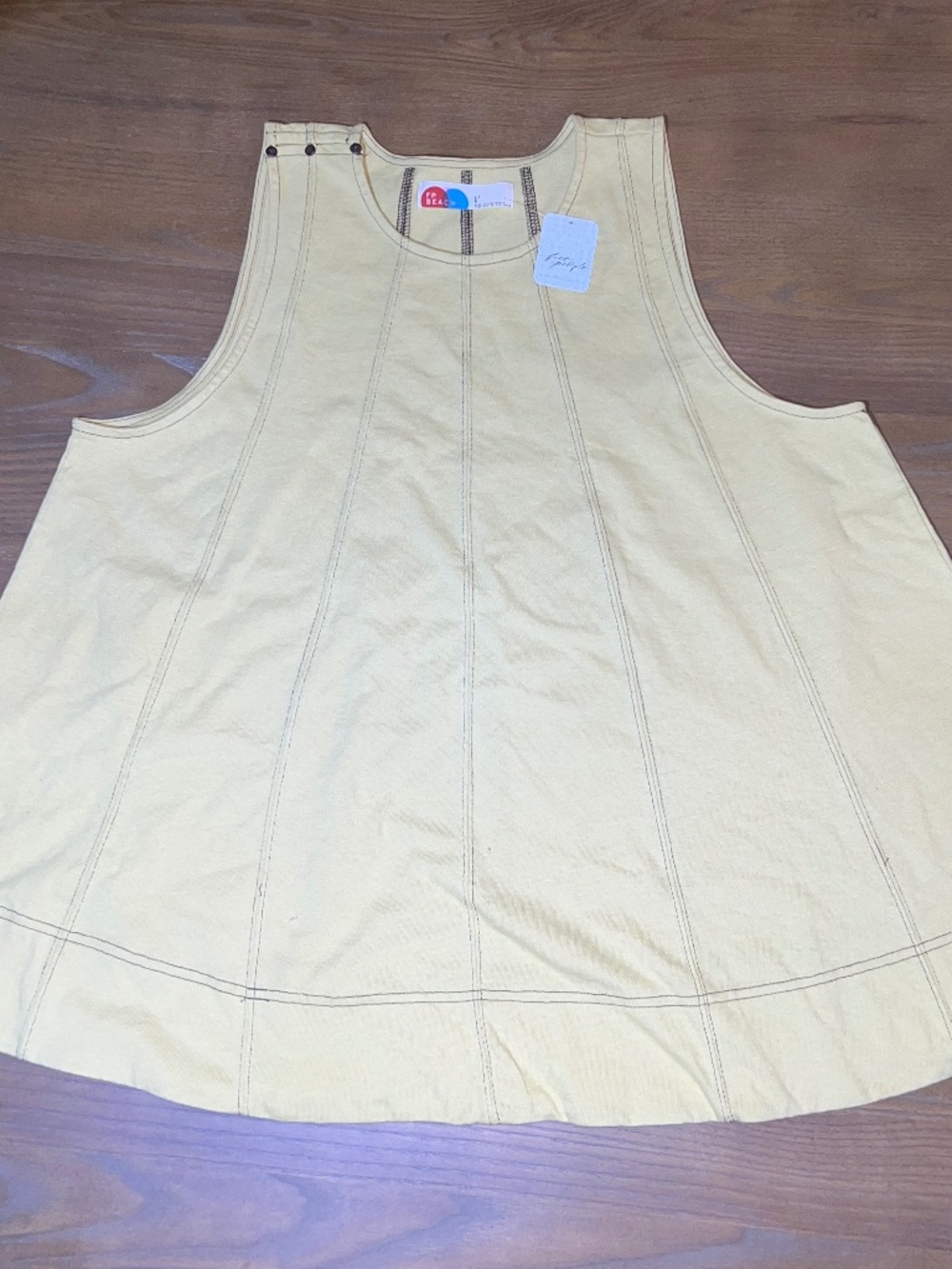 NWT Free People FP Beach Life Set Tunic Top Large Pampas Sand Sleeveless Boho L